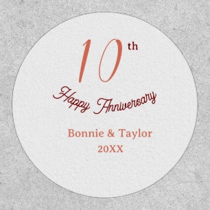 10th wedding anniversary peach pastel name retro b patch
