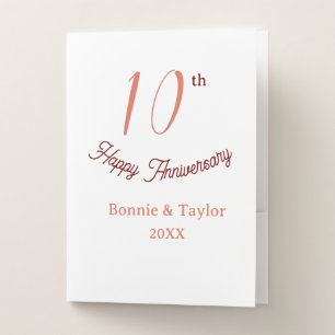 10th wedding anniversary peach pastel name retro b pocket folder
