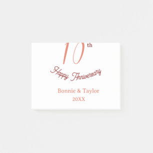 10th wedding anniversary peach pastel name retro b post-it notes