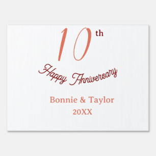 10th wedding anniversary peach pastel name retro b sign