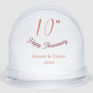 10th wedding anniversary peach pastel name retro b snow globe