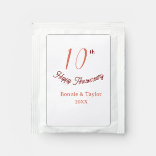 10th wedding anniversary peach pastel name retro b tea bag drink mix