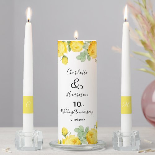 10th Wedding Anniversary Personalized Unity Candle