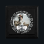 10th Wedding Anniversary Photo Black SIlver Tone Gift Box<br><div class="desc">The Tenth Wedding Anniversary is a milestone in any relationship that deserves to be celebrated in style, and you can do that with this black and silver tone photo design featuring the words "10th Wedding Anniversary" in the round and space in center for you to personalize with your photo, names...</div>