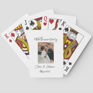 10th wedding anniversary photo name couple Romanti Poker Cards