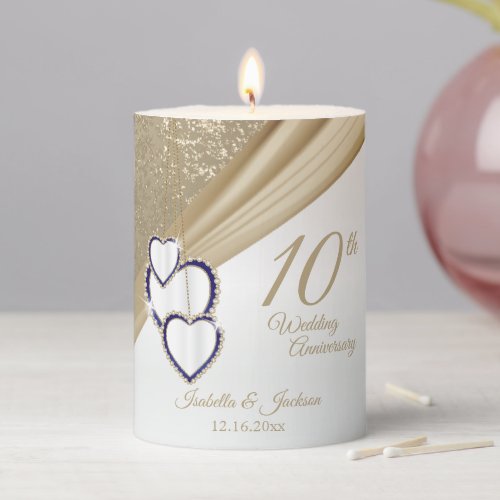 10th Wedding Anniversary  Pillar Candle