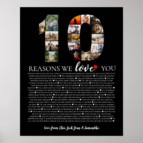 10th wedding anniversary reasons why we love you poster