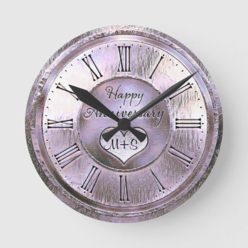 10th Wedding Anniversary Round Clock