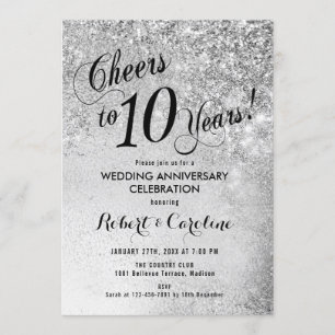 10th Wedding Anniversary Silver Invitation