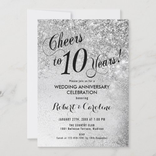 10th Wedding Anniversary Silver Invitation