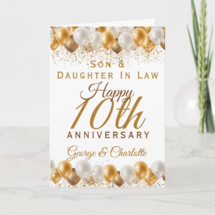 10th Wedding Anniversary Son Daughter Balloon Card