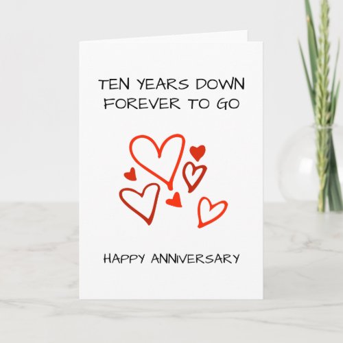 10th Wedding Anniversary Ten Years Card