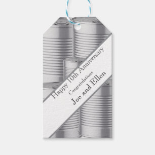 10th Wedding Anniversary, Tin Anniversary Gift Tags