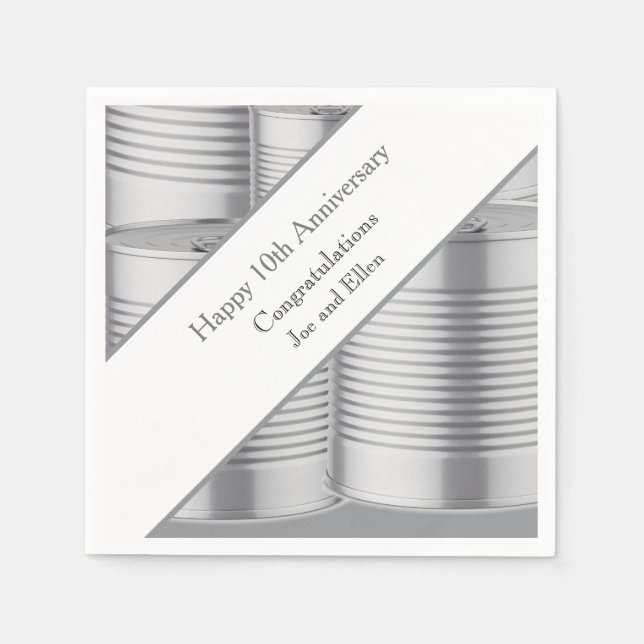10th Wedding Anniversary, Tin Anniversary Napkins (Front)