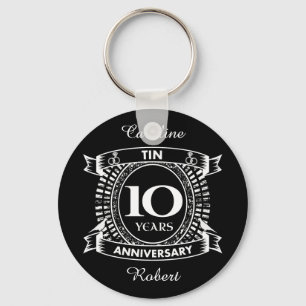 10TH wedding anniversary tin Keychain