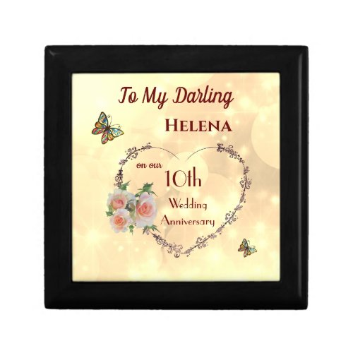 10th Wedding Anniversary Wife Keepsake  Gift Box