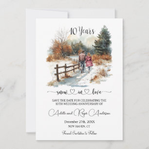 10th Wedding Anniversary Winter Landscape Romantic Save The Date