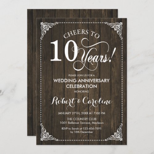 10th Wedding Anniversary _ Wood Invitation