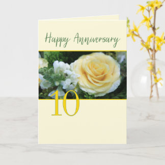 10th Wedding Anniversary Yellow Rose Card