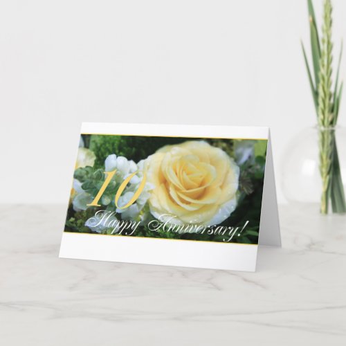 10th Wedding Anniversary _ Yellow Rose Card