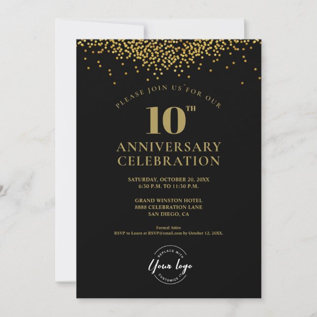 10Th year Anniversary celebration business Elegant Invitation (Front)