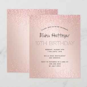10TH Year Budget Birthday Glitter Rose Gold Metal