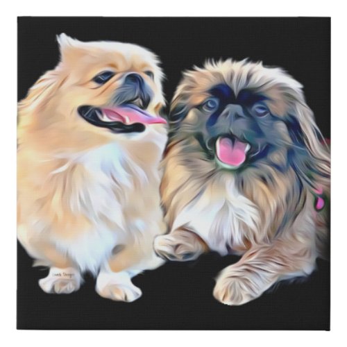 10x10 Besties Pekingese Faux Canvas Print