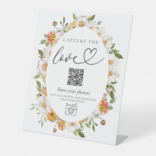 10x12 Photo sign floral wedding event QR code (Front)