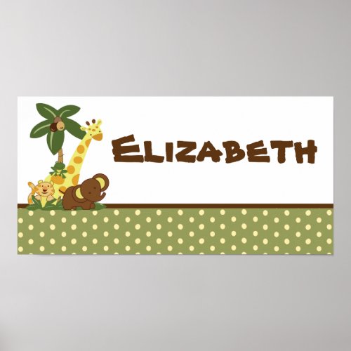 10x20 Nursery Art Name Print Jungle Babies