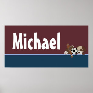 10x20 Nursery Art Name Print Lil League Puppy Dog