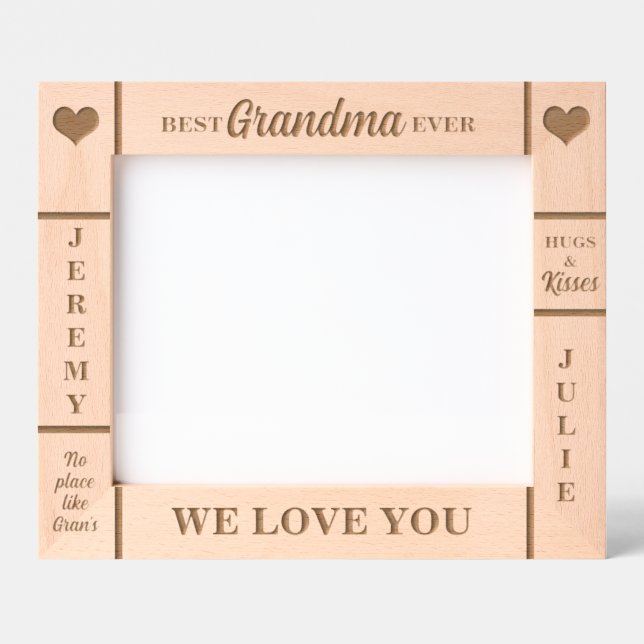 10x8 BEST Grandma Ever Grandkids Names Engraved Frames (Front)
