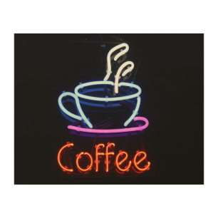10X8 NEON -LOOK COFFEE WOOD SIGN