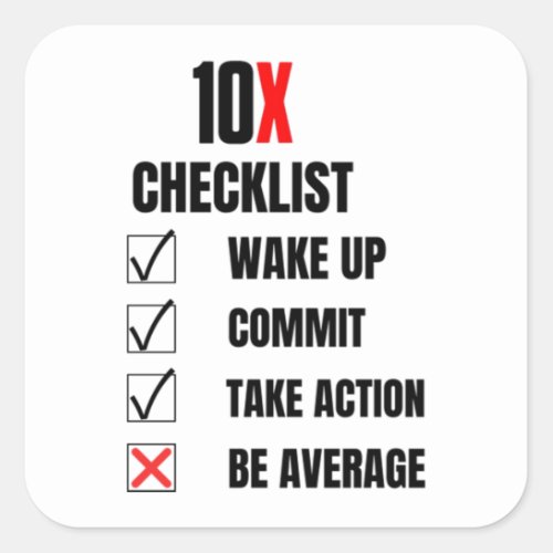 10X Checklist 9  Square Sticker