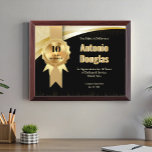 10Year Work Anniversary Employee Appreciation Gold Award Plaque<br><div class="desc">Celebrate a decade of dedication with the 10-Year Work Anniversary Employee Appreciation Gold Award Plaque! This stunning plaque features a luxurious gold finish, elegantly displayed within a classic wood frame. Perfect for honoring loyal employees, it can be personalized with the recipient's name, date, and a heartfelt message. Ideal for corporate...</div>