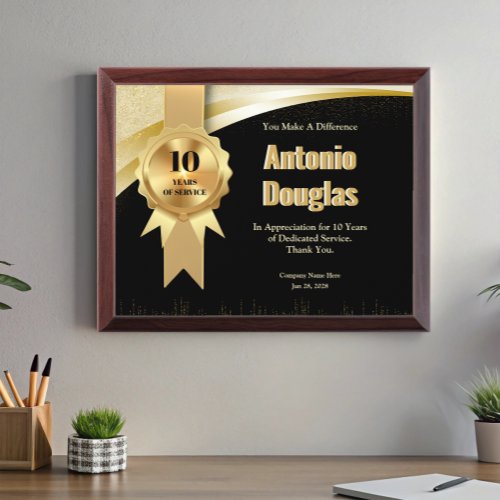 10Year Work Anniversary Employee Appreciation Gold