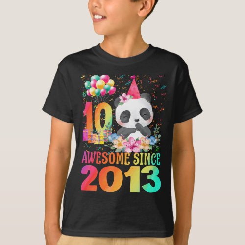 10Years Old 10th Birthday Panda Unicorn Girl Party T_Shirt