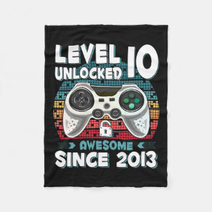 10yr Bday Son Boy Funny Gamer 10th 10 Year Old Bir Fleece Blanket