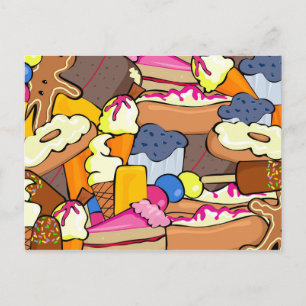 1104 SUGARY BAKING TREATS DESSERTS DOUGHNUTS MUFFI POSTCARD