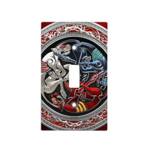 [110] Celtic Treasures - Three Dogs on Silver Light Switch Cover