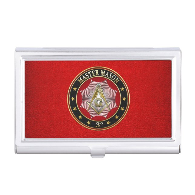 [110] Master Mason - 3rd Degree Square & Compasses Business Card Holder (Front)