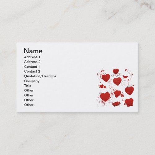 110 red heart shapes swirls wings butterflies business card template