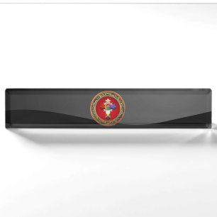 [110] Rosy Cross (Rose Croix) on Red & Gold Name Plate