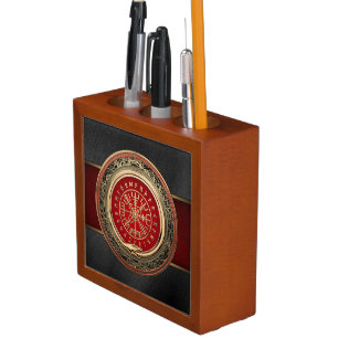 [110] Vegvisir - Viking Gold Magic Runic Compass Desk Organizer