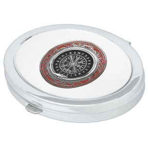 [110] Vegvisir - Viking Silver Magic Runic Compass Compact Mirror