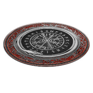 [110] Vegvisir - Viking Silver Magic Runic Compass Cutting Board