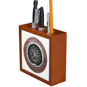 [110] Vegvisir - Viking Silver Magic Runic Compass Desk Organizer
