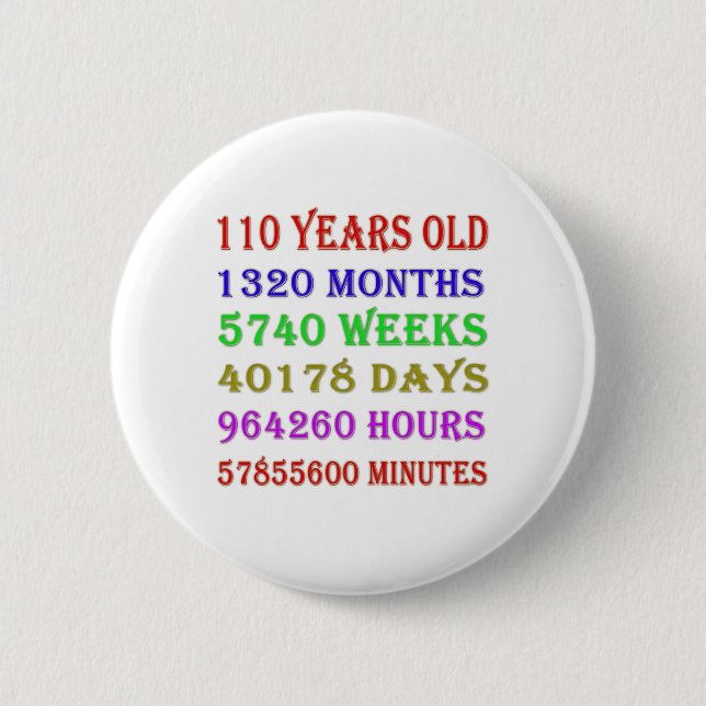 110th Birthday Milestones Button (Front)