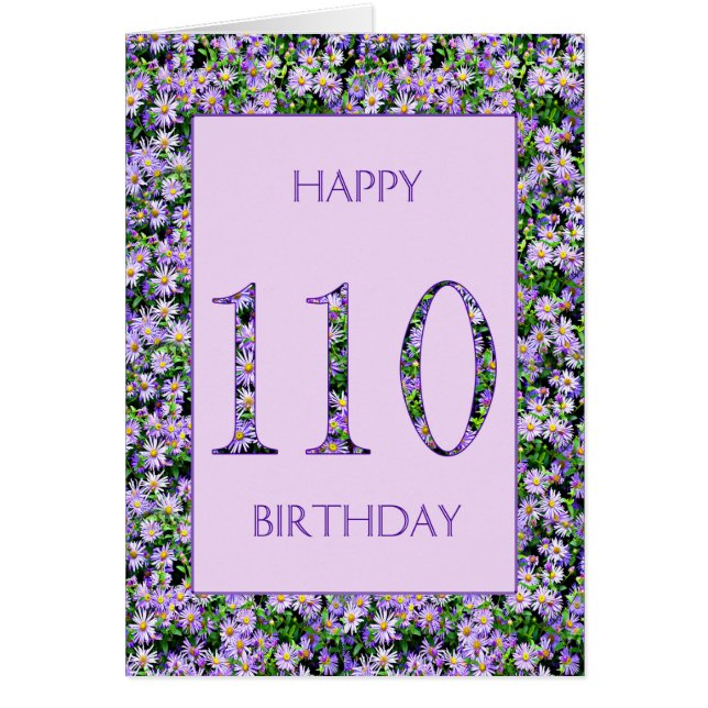 110th Birthday Purple Daisies Cards (Front)