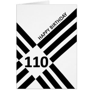 110th Diagonal Black Line Design Birthday Cards