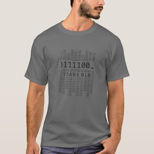 111100 Years Old Binary Code 60Th Birthday Compute T-Shirt (Front)